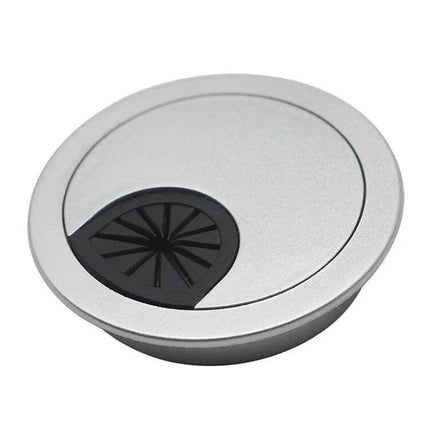 Desk Cable Hole Cover, 53mm Opening, Plastic Round, 10 Pcs - silver ABS round desk grommet with black rubber cable passthrough, pack of 10