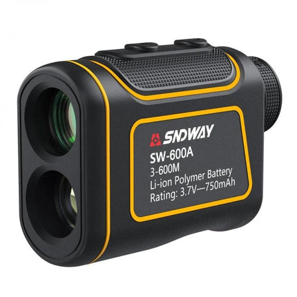 SNDWAY Waterproof Handheld Range Finder for Outdoor Measurements compact black and yellow laser distance finder with dual lenses