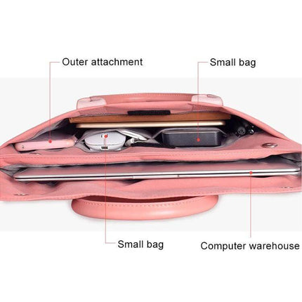 Protective Laptop Sleeve for 15.4-Inch Devices with Carry Handle showing organized compartments and carry handle
