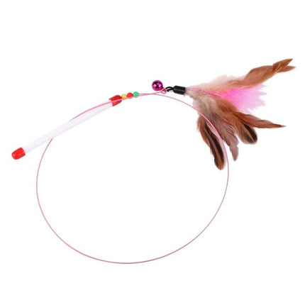 Interactive Feather Wand Toy for Daily Pet Play and Bonding Sessions - pink feather cat teaser wand for living room play