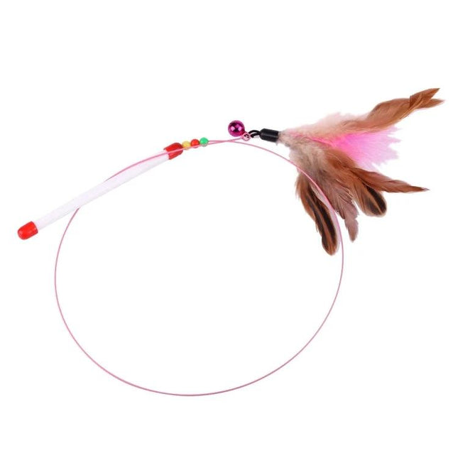 Interactive Feather Wand Toy for Daily Pet Play and Bonding Sessions - pink feather cat teaser wand for living room play