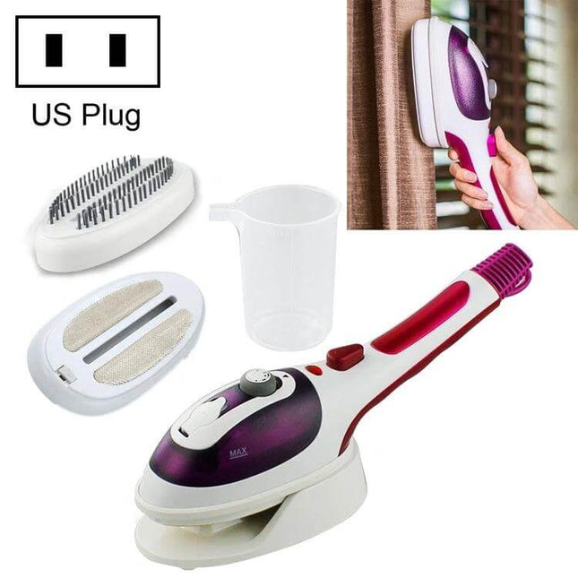 Handheld Travel Clothes Steamer Blue For Wrinkle Free Garments compact travel steamer with brush, measuring cup and accessories for quick wrinkle removal