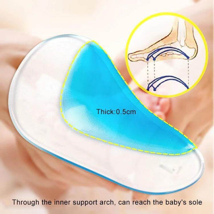 Kids Gel Insoles Size L For Daily Arch Support In Shoes soft blue transparent gel heel insert for children, 0.5cm arch support
