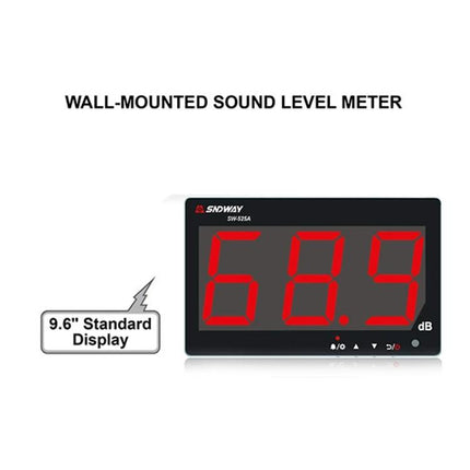 SNDWAY Wall-Mounted Sound Level Meter for Noise Monitoring large red LED display showing 68.9 dB, 9.6" standard display for offices homes workshops