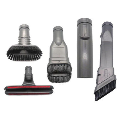 Multi-Function Brush Kit with Round, Stiff and Bed Brushes for Dyson Vacuums – set of five interchangeable cleaning attachments for carpets, upholstery, beds