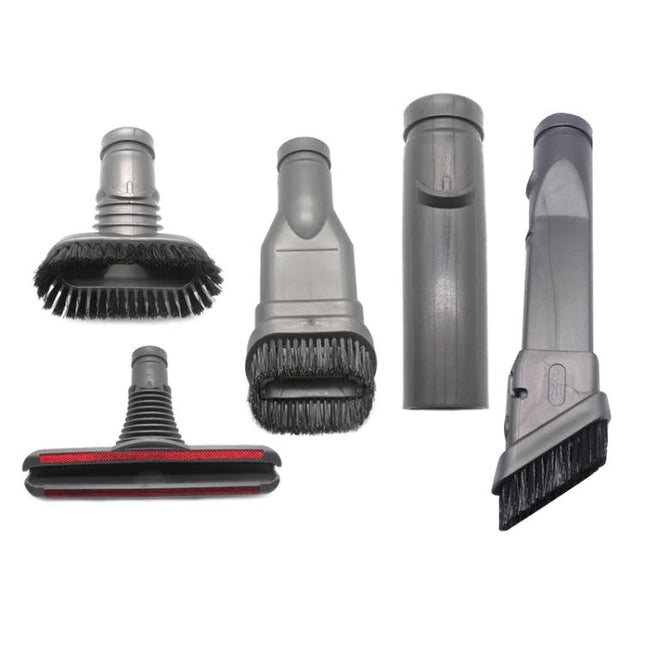 Multi-Function Brush Kit with Round, Stiff and Bed Brushes for Dyson Vacuums – set of five interchangeable cleaning attachments for carpets, upholstery, beds