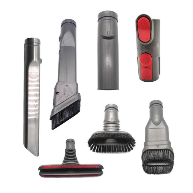 7 in 1 Replacement Brush Kit for Dyson Vacuums - set of seven interchangeable vacuum brush heads for carpets, hardwood, upholstery