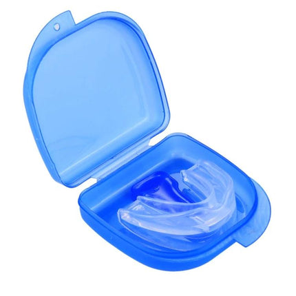 Anti Snore Tray Set For Quiet Sleep EVA Material Night Use - Clear mouth tray in blue travel case for night-time snoring reduction