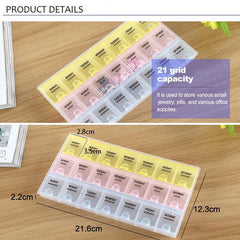 Weekly 21 Compartment Pill Organizer - 7 Day Medicine Storage Box for Vitamins and Supplements