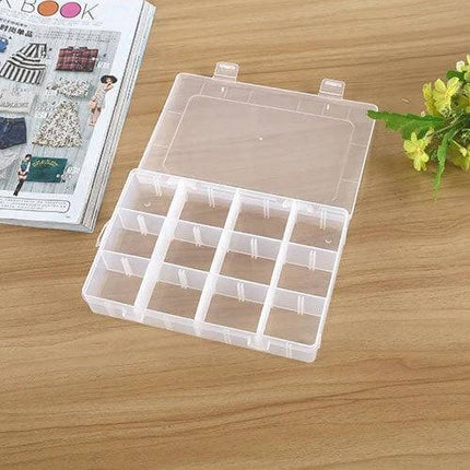Plastic Removable Grid Organizer For Jewelry 24 Slot - transparent plastic 24-compartment removable grid tray for earrings, rings, beads, and small hardware