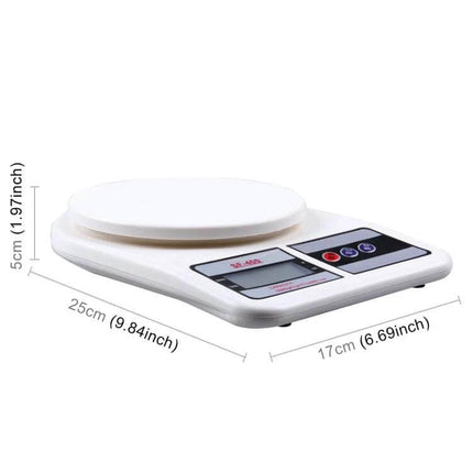 Digital Portable Kitchen Scale for Everyday Ingredient Measuring compact white 1kg capacity 1g readability ABS body with display and control buttons