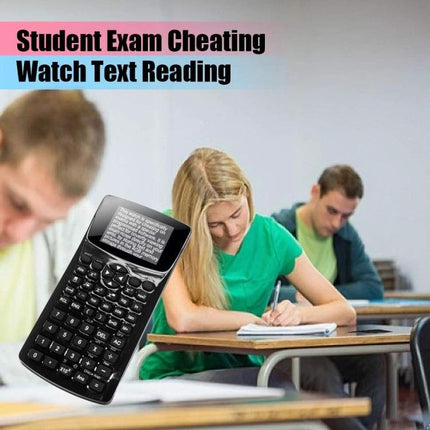 Multifunctional Anti-Peeping Calculator with E-Book Features shown in classroom for discreet exam reading and private calculations