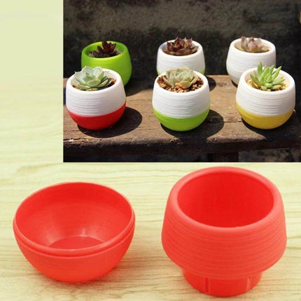Mini Round Plastic Plant Pot With Water Tank For Home And Office Decor - colorful small self-watering succulent pots for desks and shelves