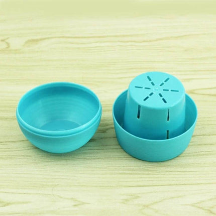 Mini Round Plastic Plant Pot With Water Tank For Home And Office Decor - turquoise compact self-watering pot for desks and shelves