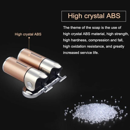 Stainless Steel Wall-Mounted Soap Dispenser for Bathroom Essentials showing dual high crystal ABS stainless units with aluminum alloy base