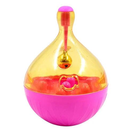 Daily interactive toy ball for dog training and playtime sessions pink-and-yellow treat-dispensing puzzle toy for mental stimulation