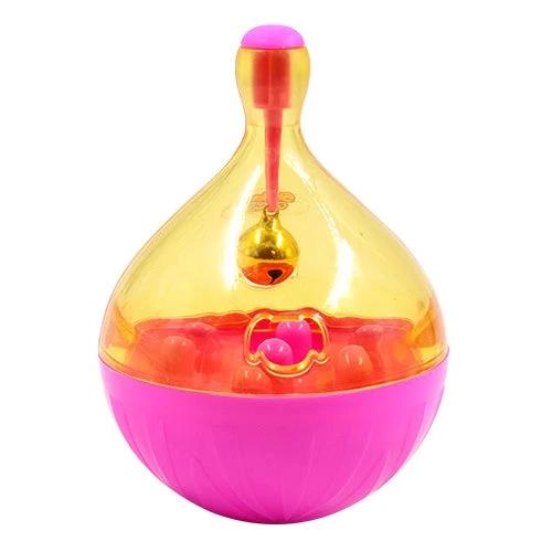 Daily interactive toy ball for dog training and playtime sessions pink-and-yellow treat-dispensing puzzle toy for mental stimulation