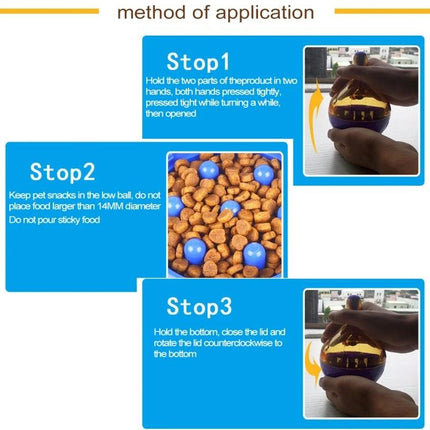 Daily interactive toy ball for dog training and playtime sessions - image showing treat-fill steps and kibble inside for training use