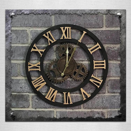 Industrial Gear Wall Clock 50cm For Living Room Decor - 50cm square industrial gear wall clock with numeric dial and silent quartz movement