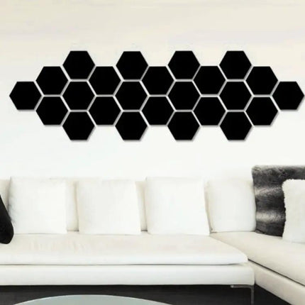 Hexagonal Mirror Wall Tiles Set 12 Pieces For Living Room Decor | Syndmart