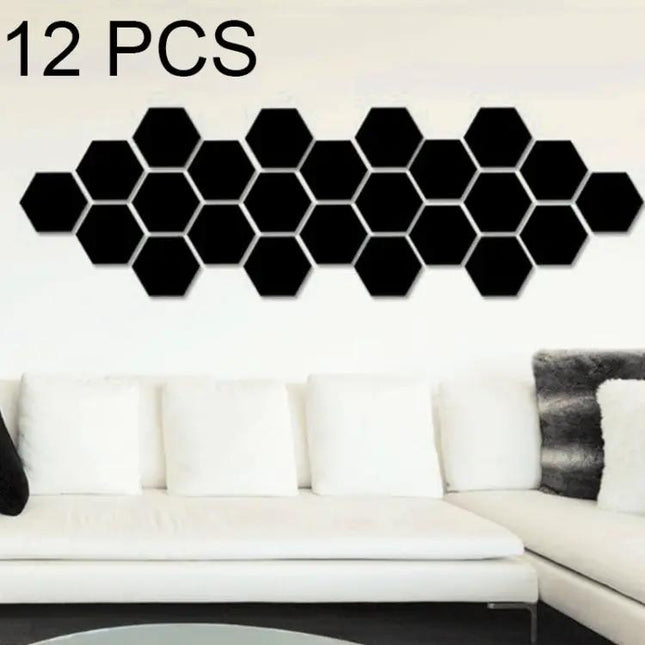 Hexagonal Mirror Wall Tiles Set 12 Pieces For Living Room Decor | Syndmart