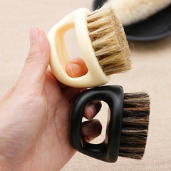 Portable Black ABS Boar Hair Brush for Men's Shaving and Grooming