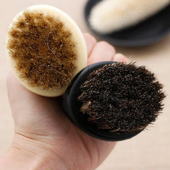 Portable Black ABS Boar Hair Brush for Men's Shaving and Grooming