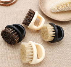 Portable Black ABS Boar Hair Brush for Men's Shaving and Grooming