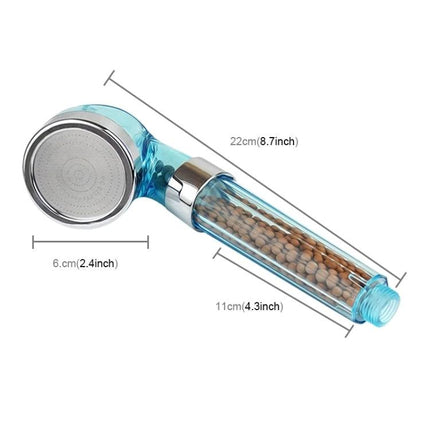 A Shower Head for Daily Home Bathroom Routines with built-in filter beads, clear handle and chrome face for consistent flow