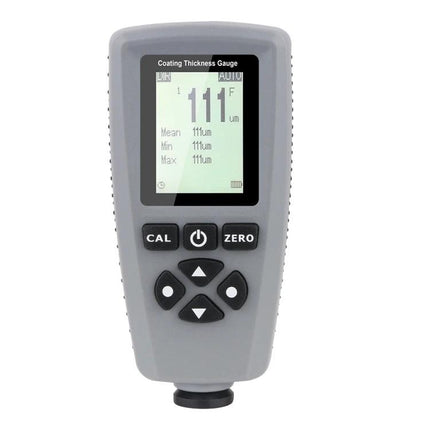 RZ Handheld Paint Thickness Gauge for Coating Measurement — gray handheld coating thickness gauge with digital display showing 111µm