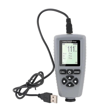 RZ Handheld Paint Thickness Gauge for Coating Measurement - portable coating thickness gauge with display, buttons and USB probe for automotive inspections