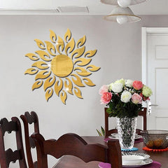 Pegatinas de pared con espejo de girasol para decoración de dormitorio y sala de estar