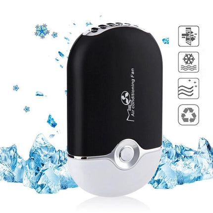 Compact Portable USB Handheld Cooling Fan for Daily Use black dual-mode handheld fan with cooling function and ice background