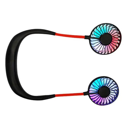 Mini Hanging Neck Fan With LED Light For Outdoor Hands Free