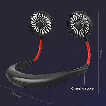 Mini Hanging Neck Fan With LED Light For Outdoor Hands Free