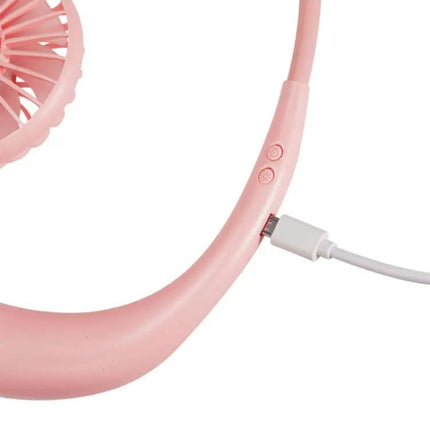 Mini Hanging Neck Fan With LED Light For Outdoor Hands Free