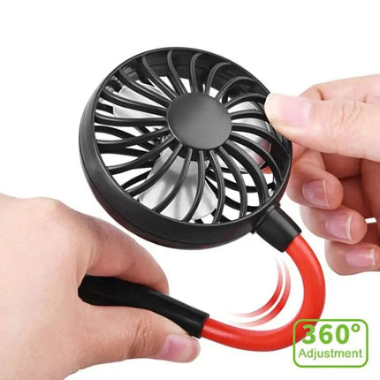 Mini Hanging Neck Fan With LED Light For Outdoor Hands Free