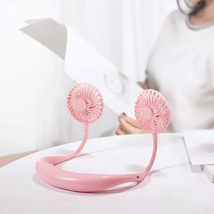 Mini Hanging Neck Fan With LED Light For Outdoor Hands Free