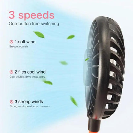 Mini Hanging Neck Fan With LED Light For Outdoor Hands Free