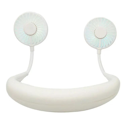 Mini Hanging Neck Fan With LED Light For Outdoor Hands Free
