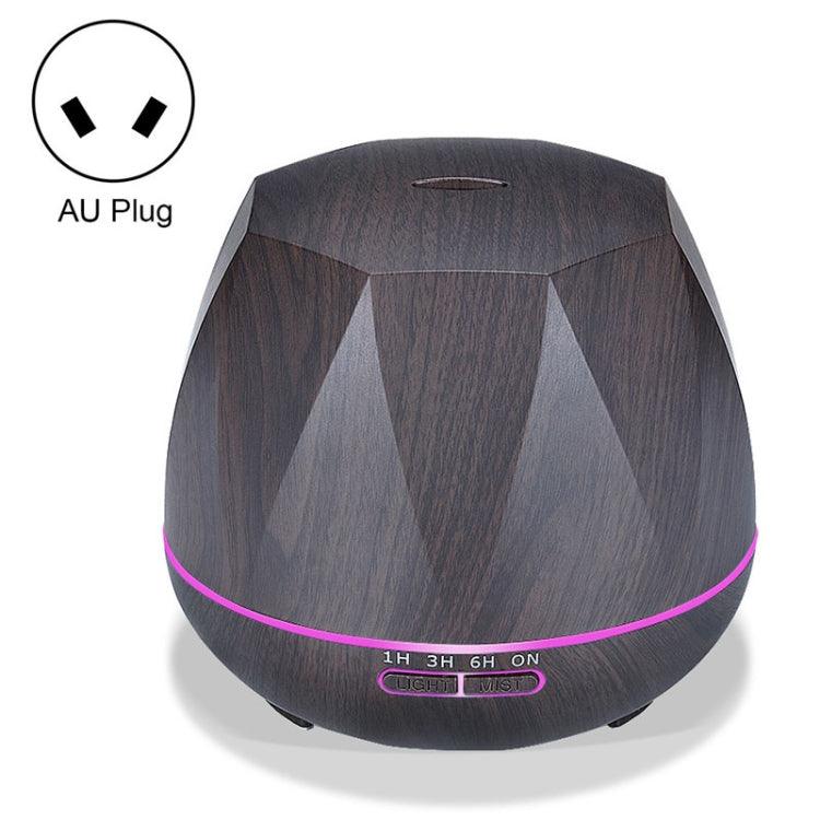 Wood Grain Ultrasonic Humidifier with LED Night Light and Remote Control - 400mL Capacity (Light Peach Color)