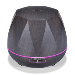 Wood Grain Ultrasonic Humidifier with LED Night Light and Remote Control - 400mL Capacity (Light Peach Color)