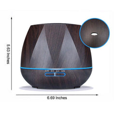 Wood Grain Ultrasonic Humidifier with LED Night Light and Remote Control - 400mL Capacity (Light Peach Color)