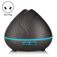 Wood Grain Ultrasonic Humidifier with LED Night Light and Remote Control - 400mL Capacity (Light Peach Color)