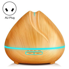 Wood Grain Ultrasonic Humidifier with LED Night Light and Remote Control - 400mL Capacity (Light Peach Color)