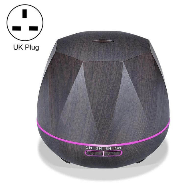 Peach Shape Wood Grain Ultrasonic Humidifier for Aromatherapy dark woodgrain ultrasonic diffuser with UK plug and LED light
