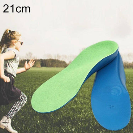 Children PU XO Leg Corrective Insole For Daily Wear Size 21cm green velvety top blue PU sole for active kids, 21 cm supportive cushioning