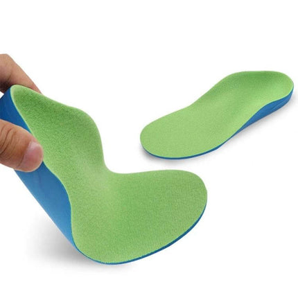 Children PU XO Leg Corrective Insole For Daily Wear Size 21cm - green velvety PU corrective insoles for kids, 21 cm daily support and pressure relief