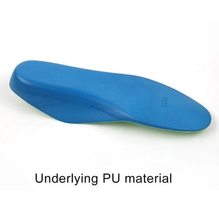Children PU XO Leg Corrective Insole For Daily Wear Size 21cm - blue velvety top, lightweight PU cushioning for kids, 21 cm daily support