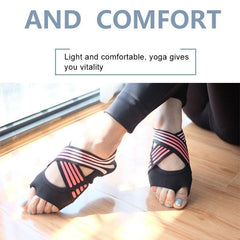 Toeless Grip Yoga Socks for Women - Comfortable Pilates and Barre Footwear, Suitable for 225-230mm Foot Size